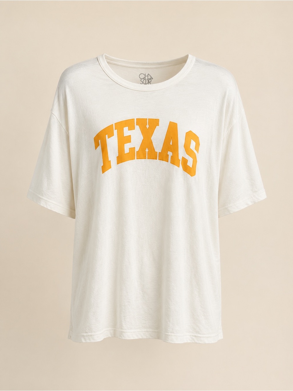 Chaser Texas Graphic Oversized Tee White Orange Collegiate T-Shirt OS NWT